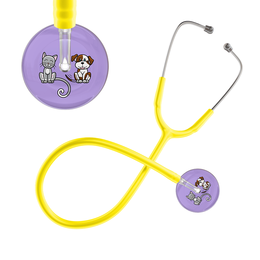 Ultrascope Single Stethoscope Cat & Dog Lilac (LL) / Pediatric / Yellow Dark Cat & Dog Stethoscope