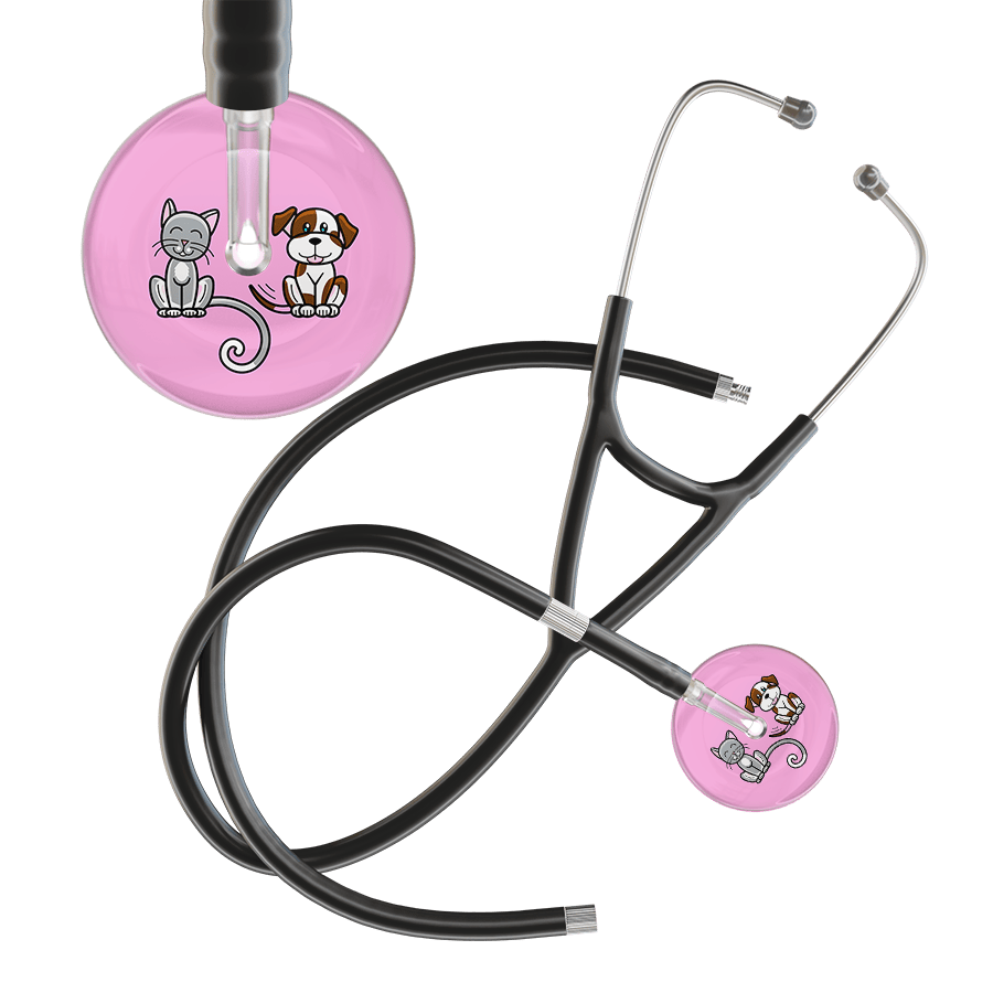 Ultrascope Single Stethoscope Cat & Dog Light Pink (LP) / Adult / Black Extended Tubing Light Cat & Dog Cardiology Stethoscope