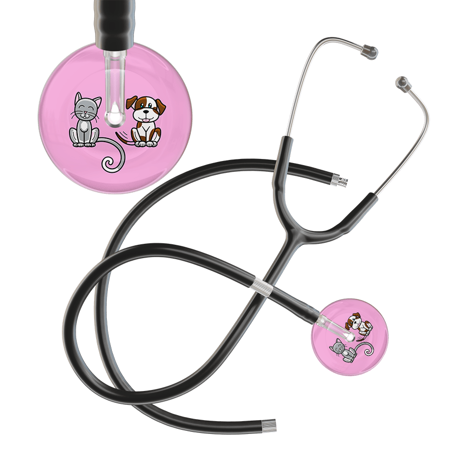 Ultrascope Single Stethoscope Cat & Dog Light Pink (LP) / Pediatric / Black Extended Tubing Light Cat & Dog Stethoscope
