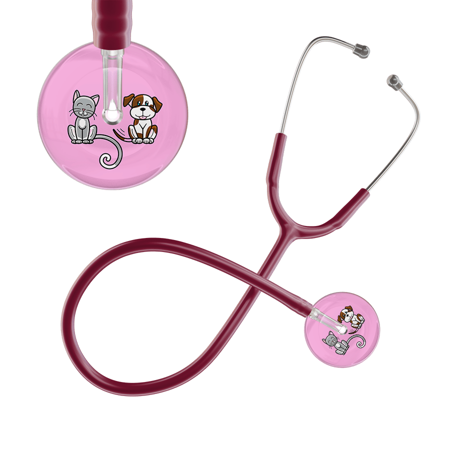 Ultrascope Single Stethoscope Cat & Dog Light Pink (LP) / Pediatric / Burgundy Light Cat & Dog Stethoscope