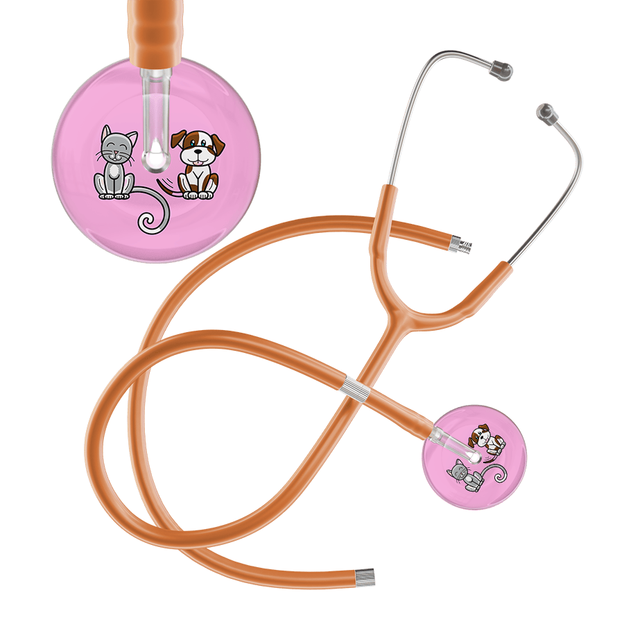 Ultrascope Single Stethoscope Cat & Dog Light Pink (LP) / Adult / Caramel Extended Tubing Light Cat & Dog Stethoscope