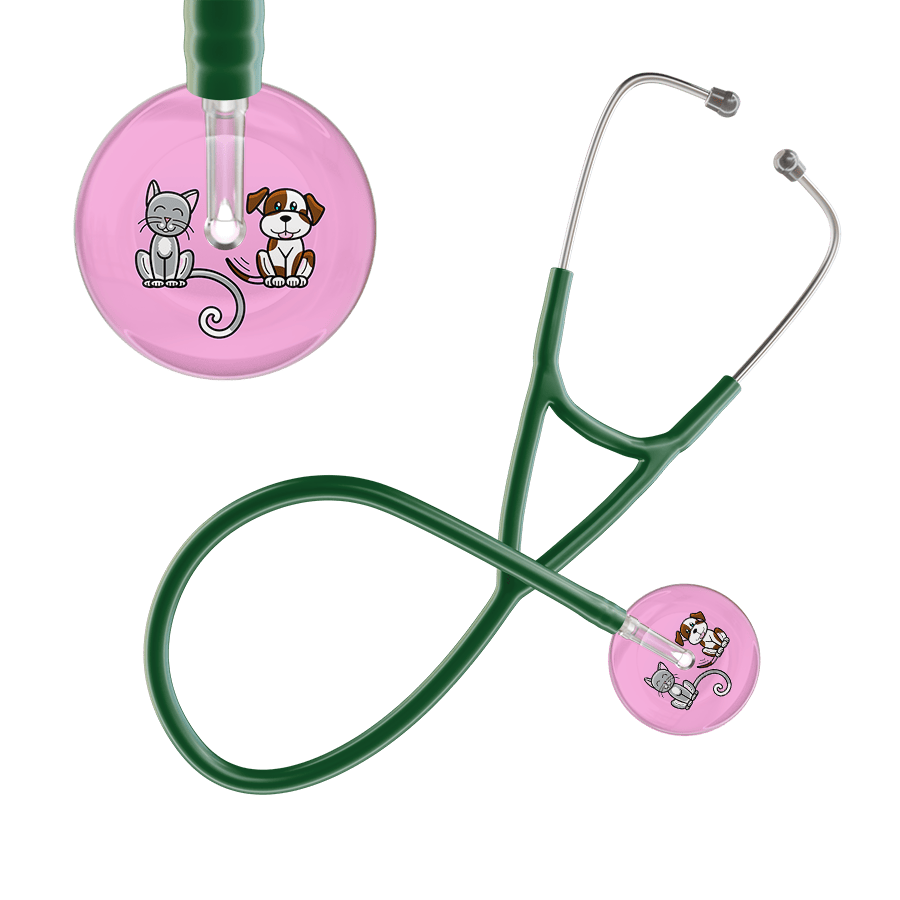 Ultrascope Single Stethoscope Cat & Dog Light Pink (LP) / Adult / Dark Green Light Cat & Dog Cardiology Stethoscope