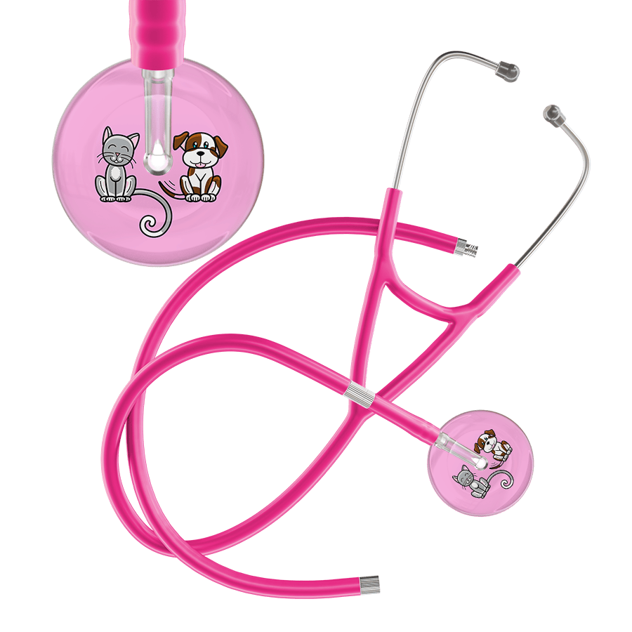 Ultrascope Single Stethoscope Cat & Dog Light Pink (LP) / Adult / Hot Pink Extended Tubing Light Cat & Dog Cardiology Stethoscope