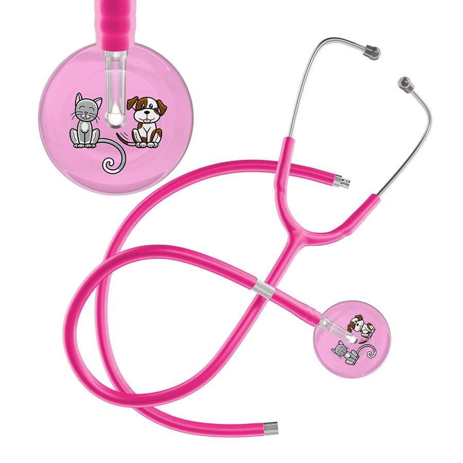 Ultrascope Single Stethoscope Cat & Dog Light Pink (LP) / Adult / Hot Pink Extended Tubing Light Cat & Dog Stethoscope