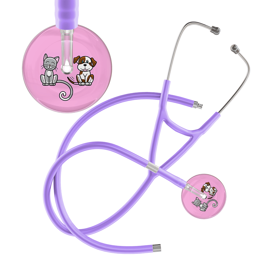 Ultrascope Single Stethoscope Cat & Dog Light Pink (LP) / Pediatric / Lavender Extended Tubing Light Cat & Dog Cardiology Stethoscope