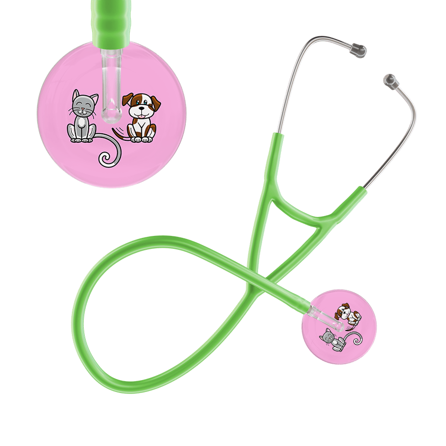 Ultrascope Single Stethoscope Cat & Dog Light Pink (LP) / Adult / Lime Green Cat & Dog Cardiology Stethoscope
