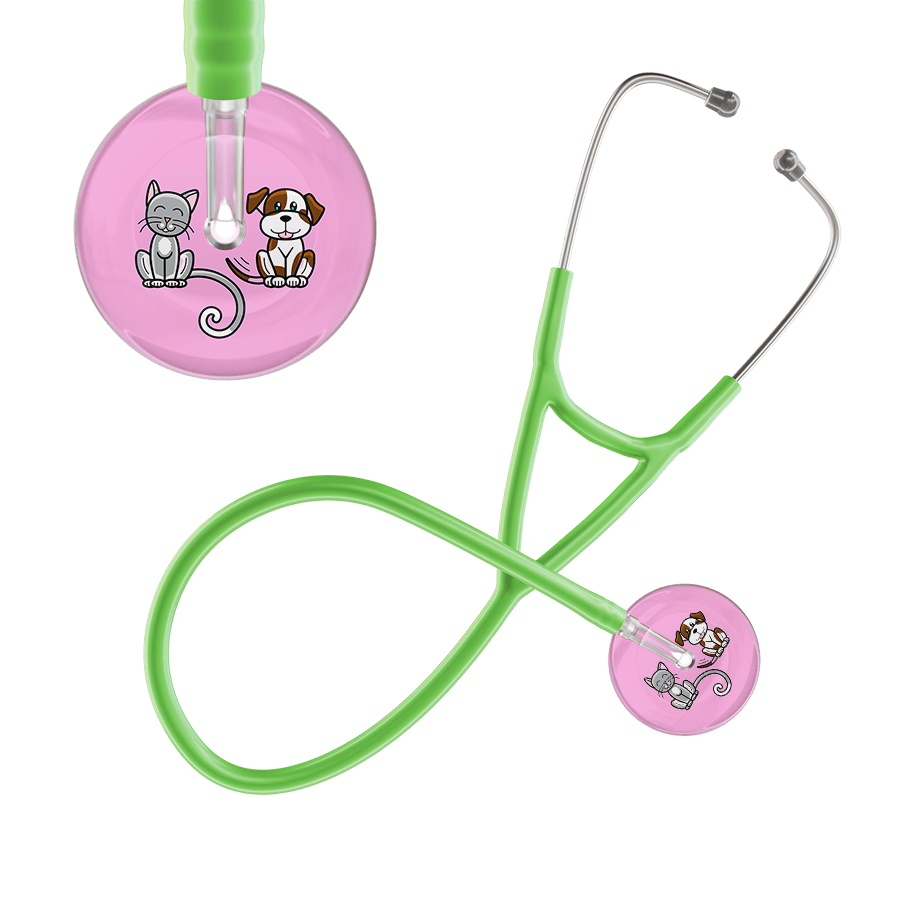 Ultrascope Single Stethoscope Cat & Dog Light Pink (LP) / Adult / Lime Green Light Cat & Dog Cardiology Stethoscope