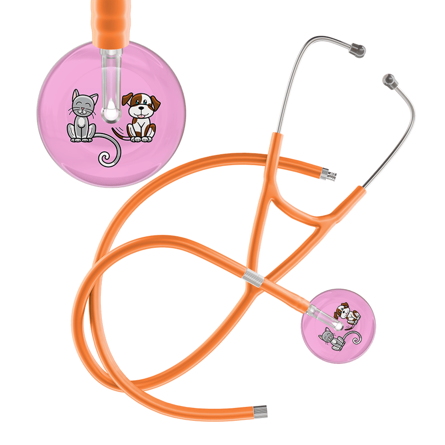 Ultrascope Single Stethoscope Cat & Dog Light Pink (LP) / Pediatric / Orange Extended Tubing Light Cat & Dog Cardiology Stethoscope