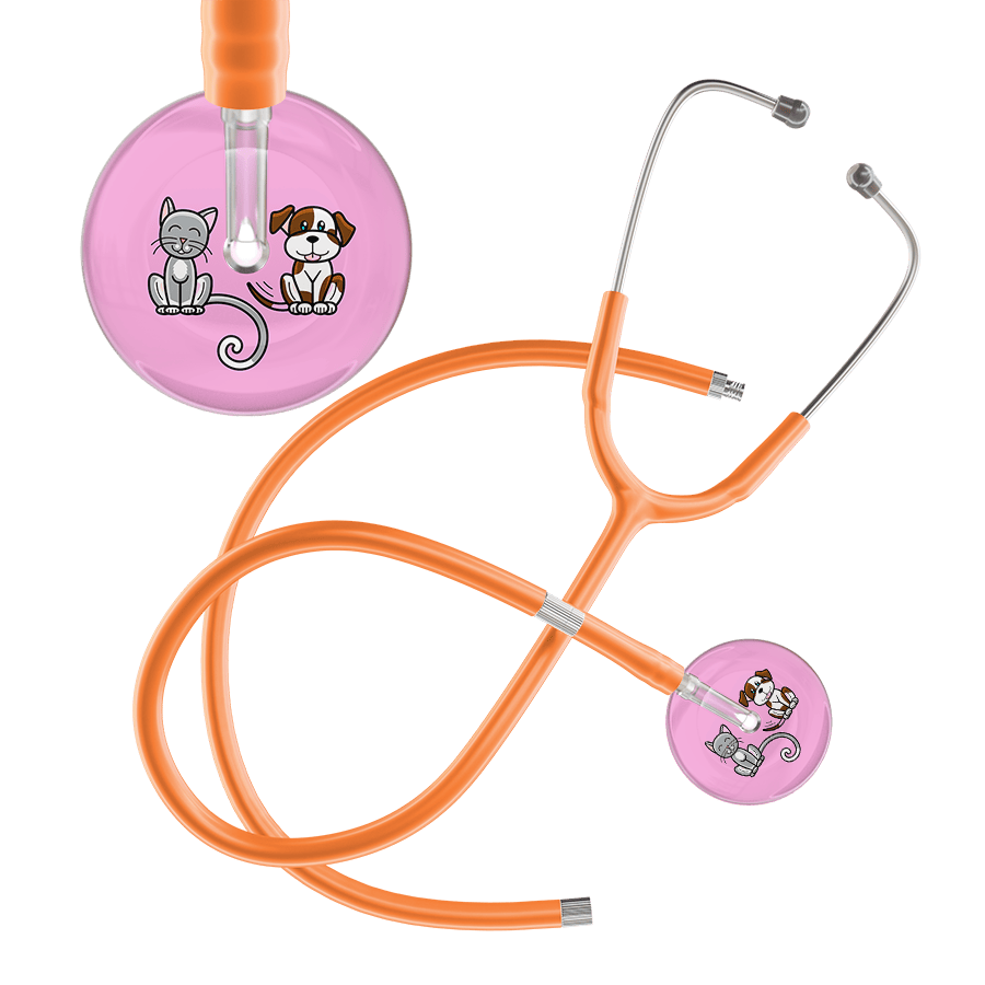 Ultrascope Single Stethoscope Cat & Dog Light Pink (LP) / Adult / Orange Extended Tubing Light Cat & Dog Stethoscope