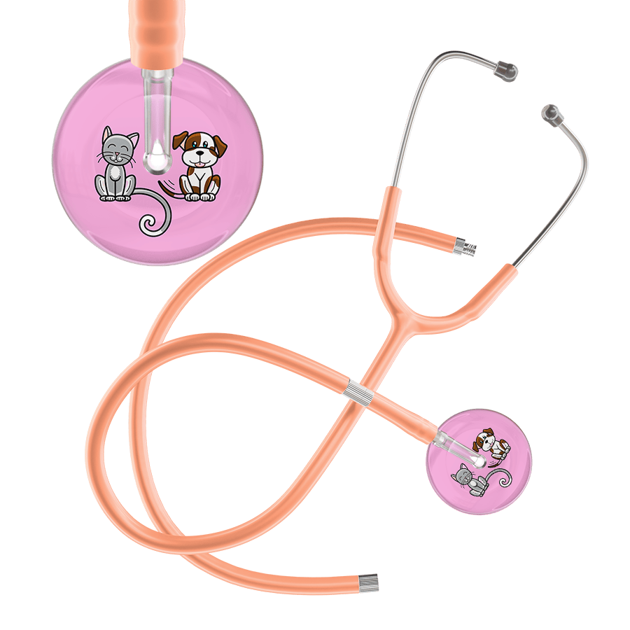 Ultrascope Single Stethoscope Cat & Dog Light Pink (LP) / Adult / Peach Extended Tubing Light Cat & Dog Stethoscope