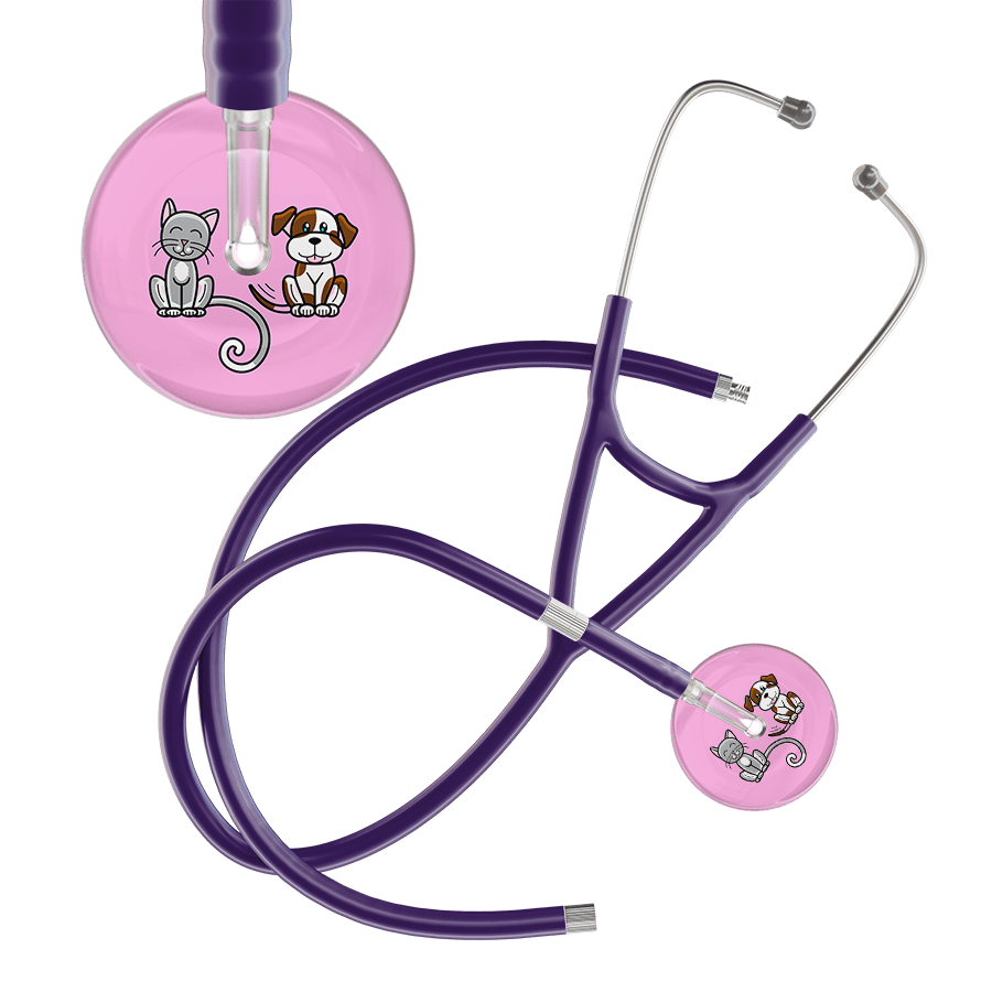 Ultrascope Single Stethoscope Cat & Dog Light Pink (LP) / Adult / Purple Extended Tubing Light Cat & Dog Cardiology Stethoscope