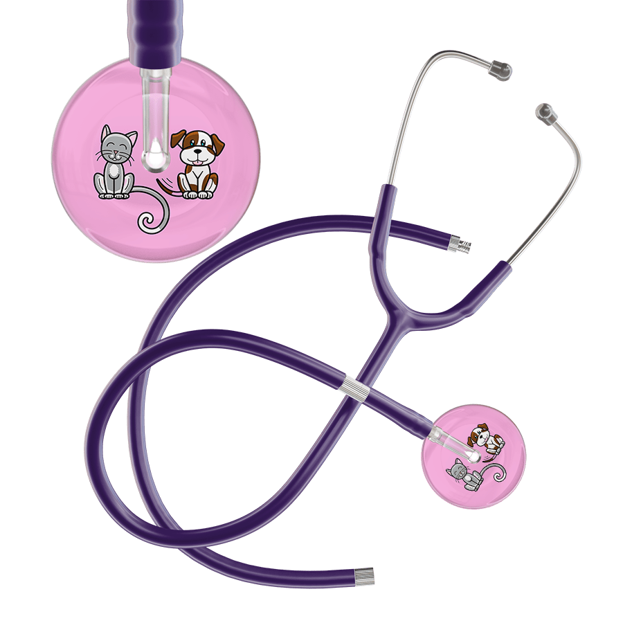 Ultrascope Single Stethoscope Cat & Dog Light Pink (LP) / Adult / Purple Extended Tubing Light Cat & Dog Stethoscope