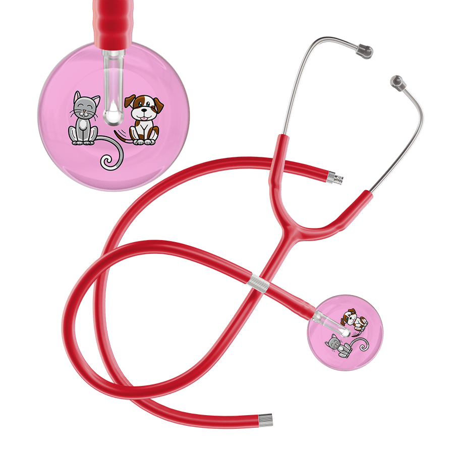 Ultrascope Single Stethoscope Cat & Dog Light Pink (LP) / Adult / Red Extended Tubing Light Cat & Dog Stethoscope
