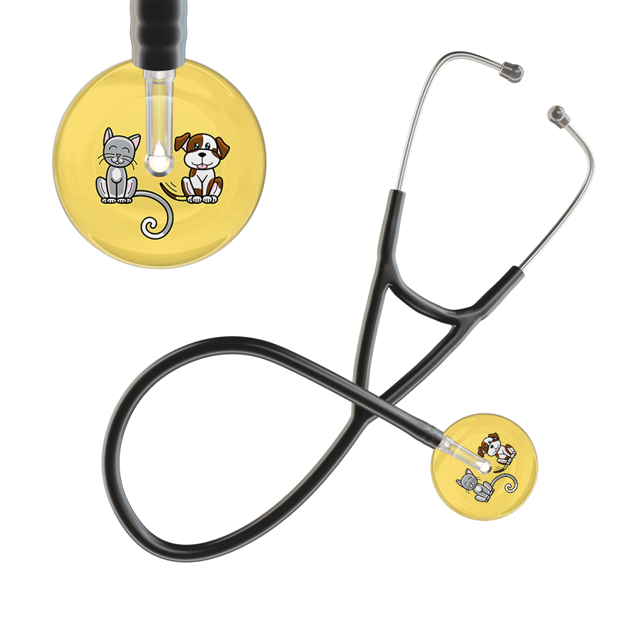 Ultrascope Single Stethoscope Cat & Dog Light Yellow (LY) / Pediatric / Black Light Cat & Dog Cardiology Stethoscope