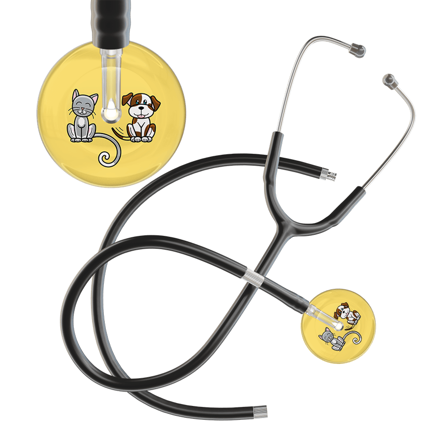 Ultrascope Single Stethoscope Cat & Dog Light Yellow (LY) / Pediatric / Black Extended Tubing Light Cat & Dog Stethoscope