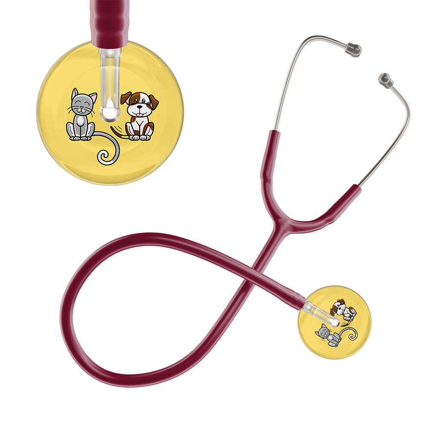 Ultrascope Single Stethoscope Cat & Dog Light Yellow (LY) / Pediatric / Burgundy Light Cat & Dog Stethoscope