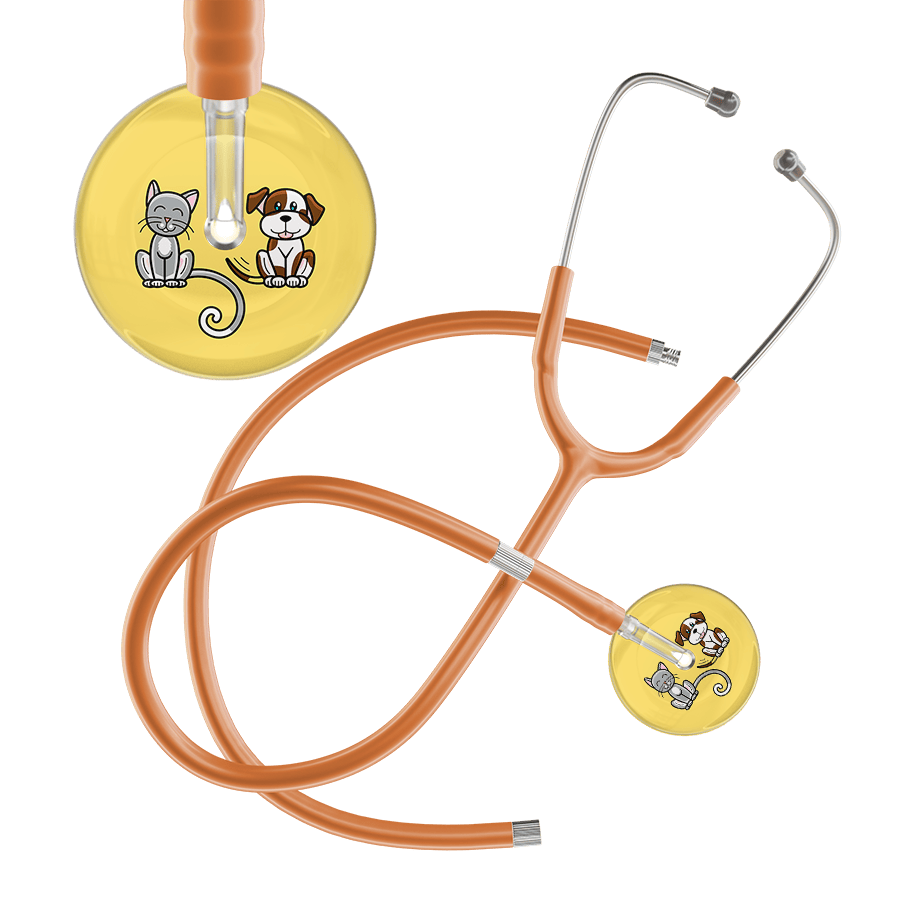 Ultrascope Single Stethoscope Cat & Dog Light Yellow (LY) / Adult / Caramel Extended Tubing Light Cat & Dog Stethoscope