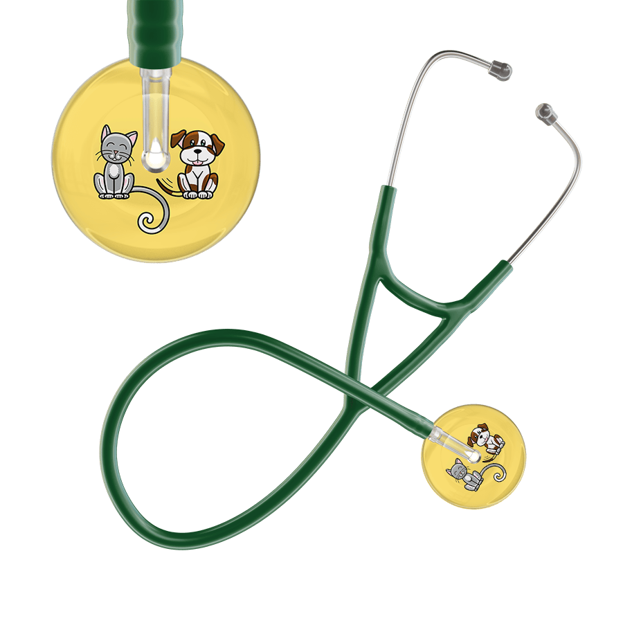Ultrascope Single Stethoscope Cat & Dog Light Yellow (LY) / Pediatric / Dark Green Light Cat & Dog Cardiology Stethoscope