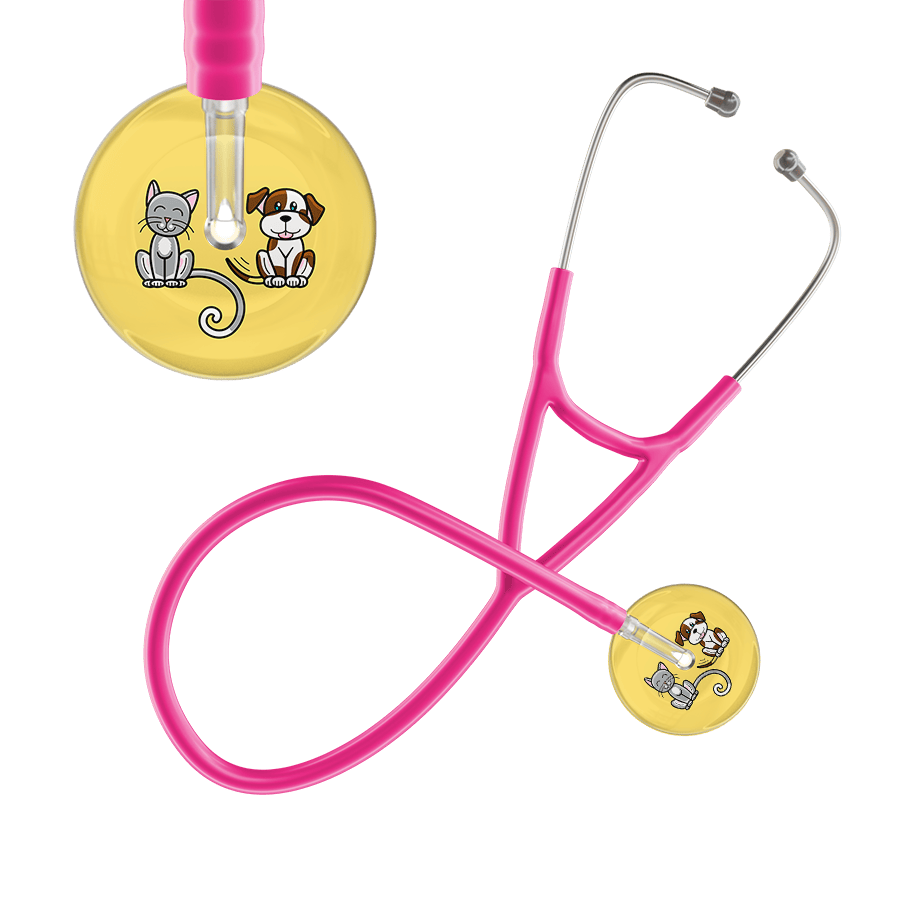 Ultrascope Single Stethoscope Cat & Dog Light Yellow (LY) / Pediatric / Hot Pink Light Cat & Dog Cardiology Stethoscope