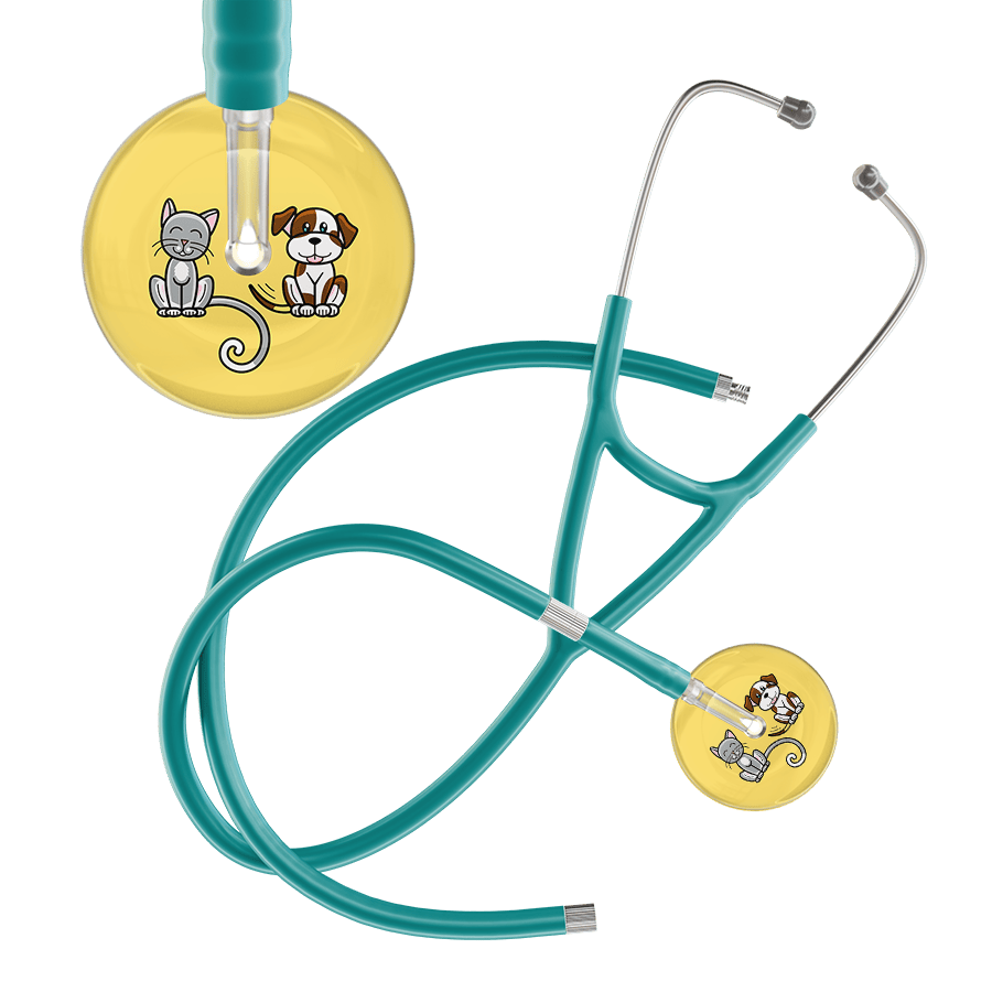 Ultrascope Single Stethoscope Cat & Dog Light Yellow (LY) / Pediatric / Jade Extended Tubing Light Cat & Dog Cardiology Stethoscope