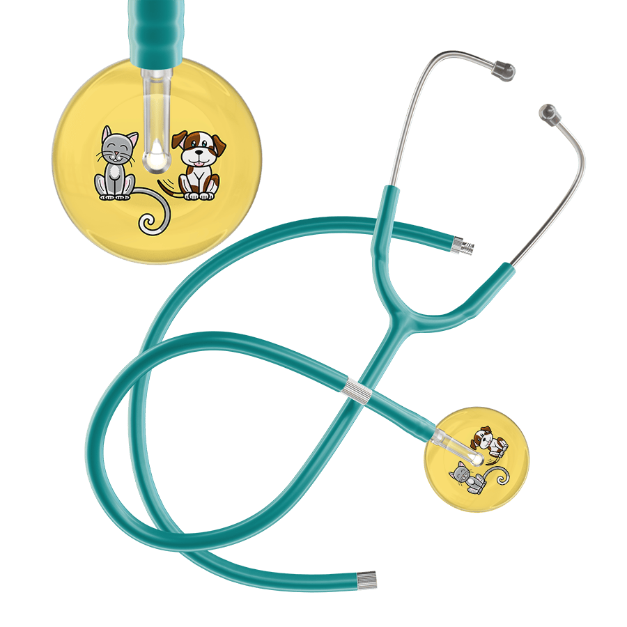 Ultrascope Single Stethoscope Cat & Dog Light Yellow (LY) / Adult / Jade Extended Tubing Light Cat & Dog Stethoscope