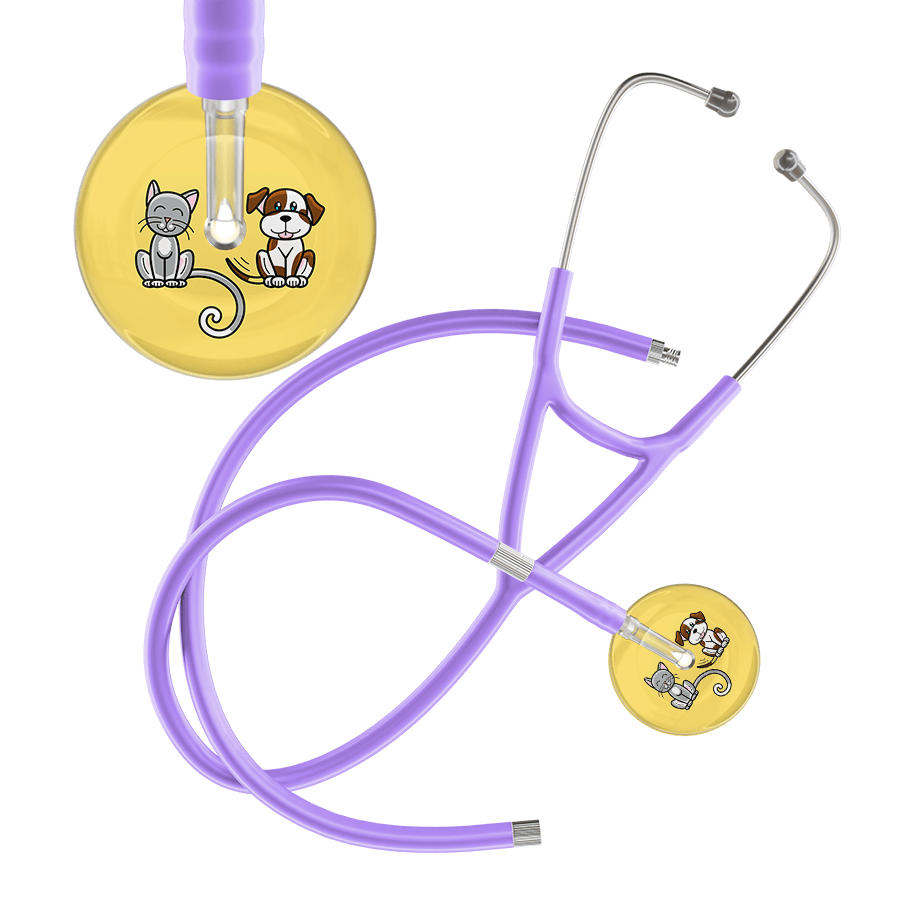 Ultrascope Single Stethoscope Cat & Dog Light Yellow (LY) / Pediatric / Lavender Extended Tubing Light Cat & Dog Cardiology Stethoscope