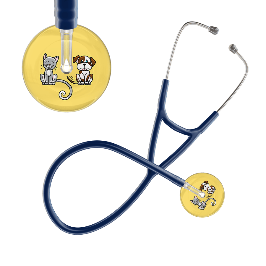 Ultrascope Single Stethoscope Cat & Dog Light Yellow (LY) / Pediatric / Navy Light Cat & Dog Cardiology Stethoscope