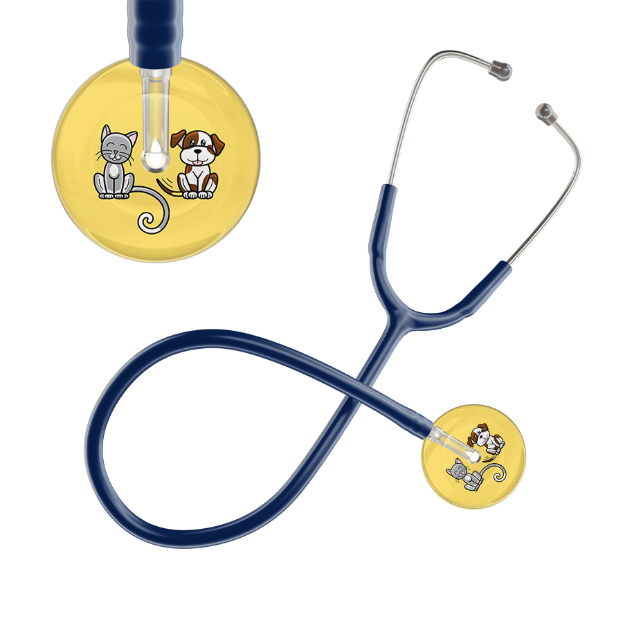 Ultrascope Single Stethoscope Cat & Dog Light Yellow (LY) / Pediatric / Navy Light Cat & Dog Stethoscope