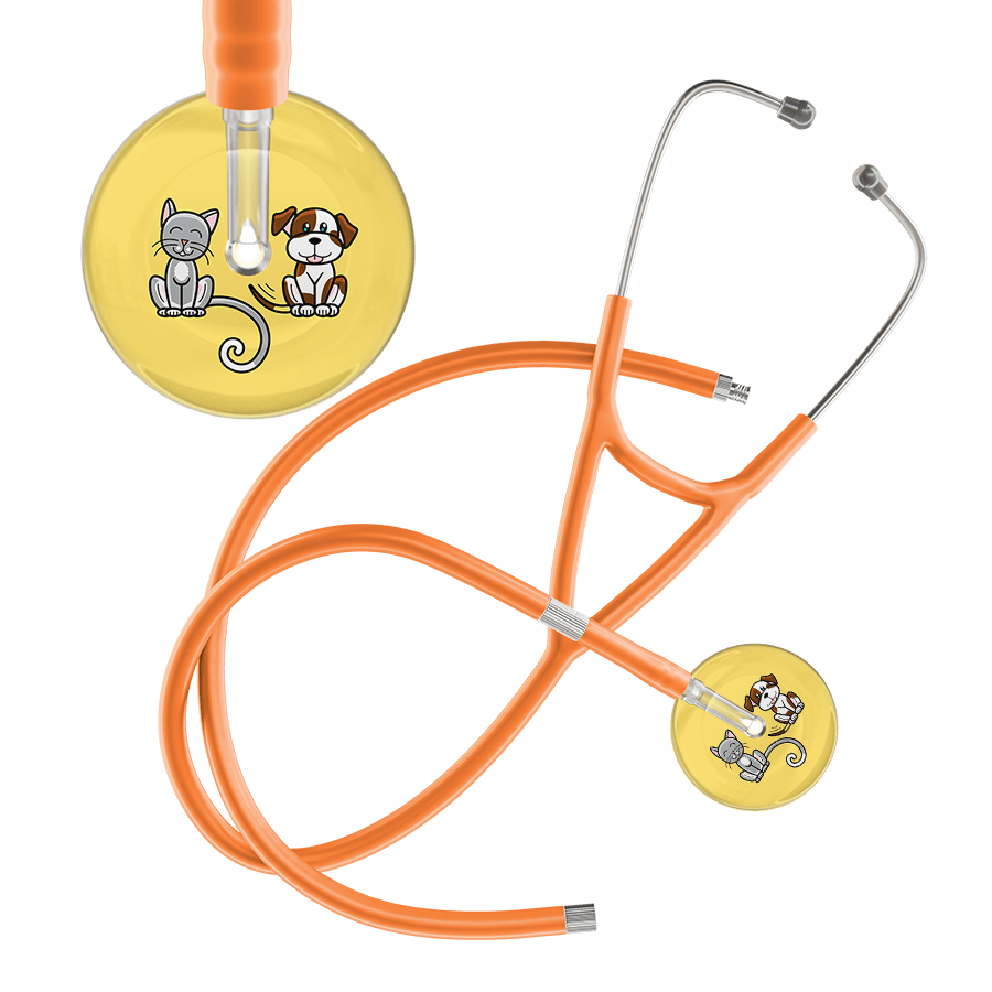 Ultrascope Single Stethoscope Cat & Dog Light Yellow (LY) / Pediatric / Orange Extended Tubing Light Cat & Dog Cardiology Stethoscope