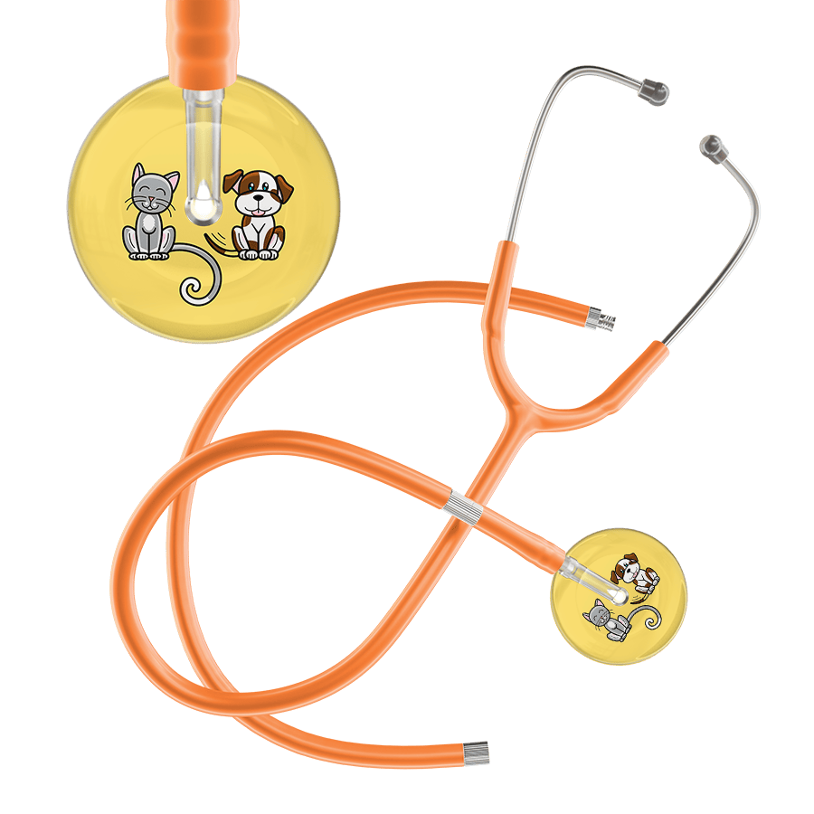 Ultrascope Single Stethoscope Cat & Dog Light Yellow (LY) / Pediatric / Orange Extended Tubing Light Cat & Dog Stethoscope