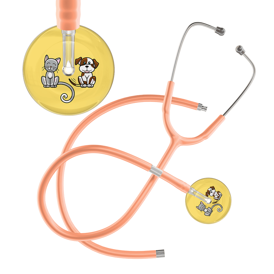 Ultrascope Single Stethoscope Cat & Dog Light Yellow (LY) / Pediatric / Peach Extended Tubing Light Cat & Dog Stethoscope