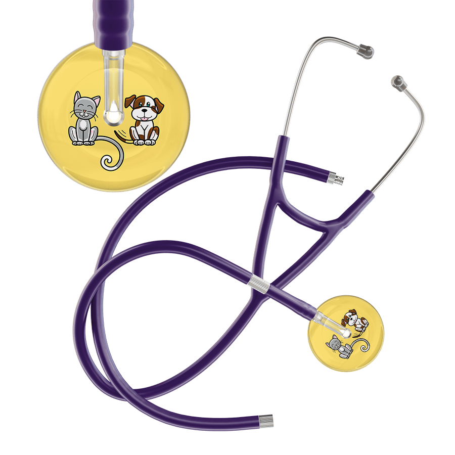 Ultrascope Single Stethoscope Cat & Dog Light Yellow (LY) / Pediatric / Purple Extended Tubing Light Cat & Dog Cardiology Stethoscope