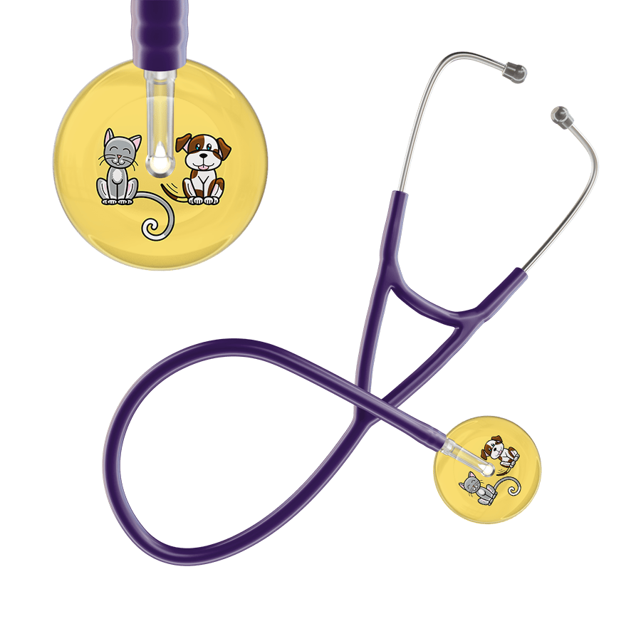 Ultrascope Single Stethoscope Cat & Dog Light Yellow (LY) / Pediatric / Purple Light Cat & Dog Cardiology Stethoscope