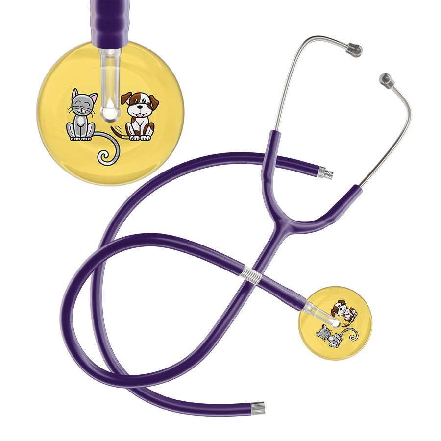 Ultrascope Single Stethoscope Cat & Dog Light Yellow (LY) / Adult / Purple Extended Tubing Light Cat & Dog Stethoscope