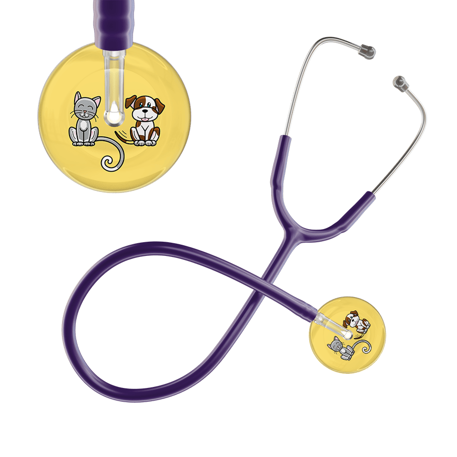 Ultrascope Single Stethoscope Cat & Dog Light Yellow (LY) / Adult / Purple Light Cat & Dog Stethoscope