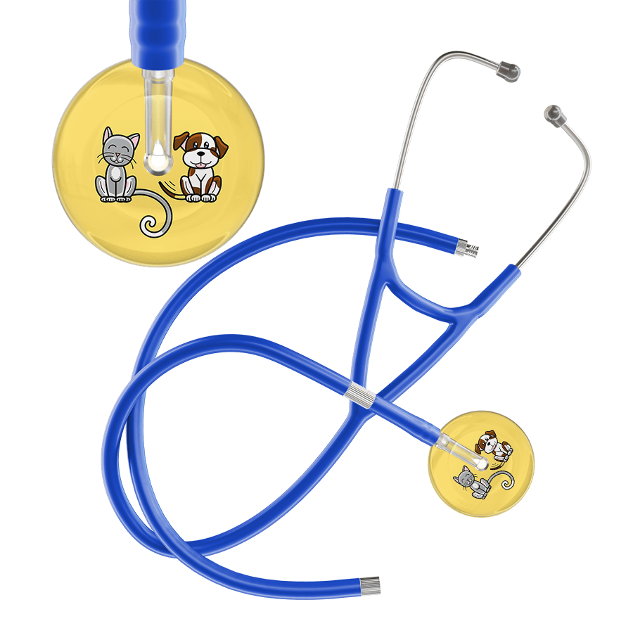 Ultrascope Single Stethoscope Cat & Dog Light Yellow (LY) / Pediatric / Royal Blue Extended Tubing Light Cat & Dog Cardiology Stethoscope
