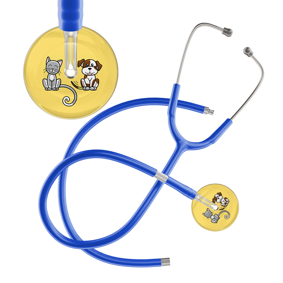 Ultrascope Single Stethoscope Cat & Dog Light Yellow (LY) / Adult / Royal Blue Extended Tubing Light Cat & Dog Stethoscope