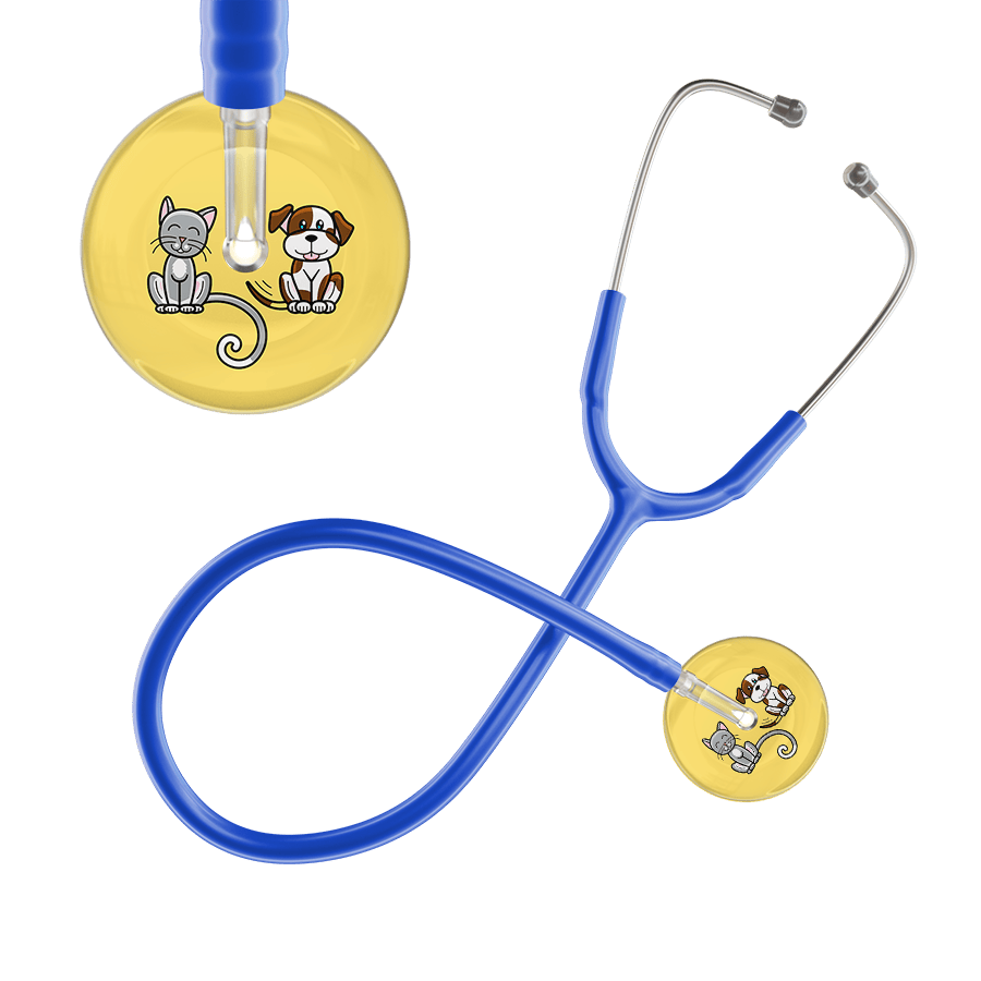Ultrascope Single Stethoscope Cat & Dog Light Yellow (LY) / Adult / Royal Blue Light Cat & Dog Stethoscope