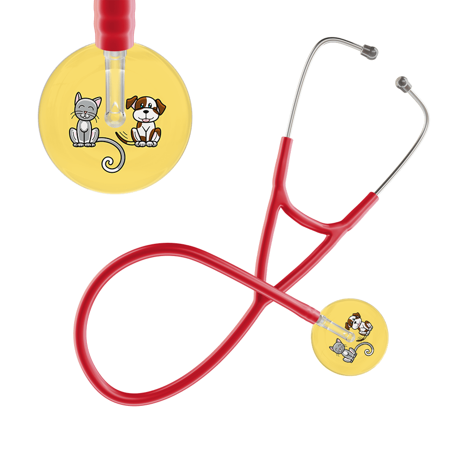Ultrascope Single Stethoscope Cat & Dog Light Yellow (LY) / Adult / Red Cat & Dog Cardiology Stethoscope