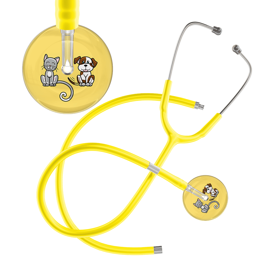 Ultrascope Single Stethoscope Cat & Dog Light Yellow (LY) / Pediatric / Yellow Extended Tubing Light Cat & Dog Stethoscope