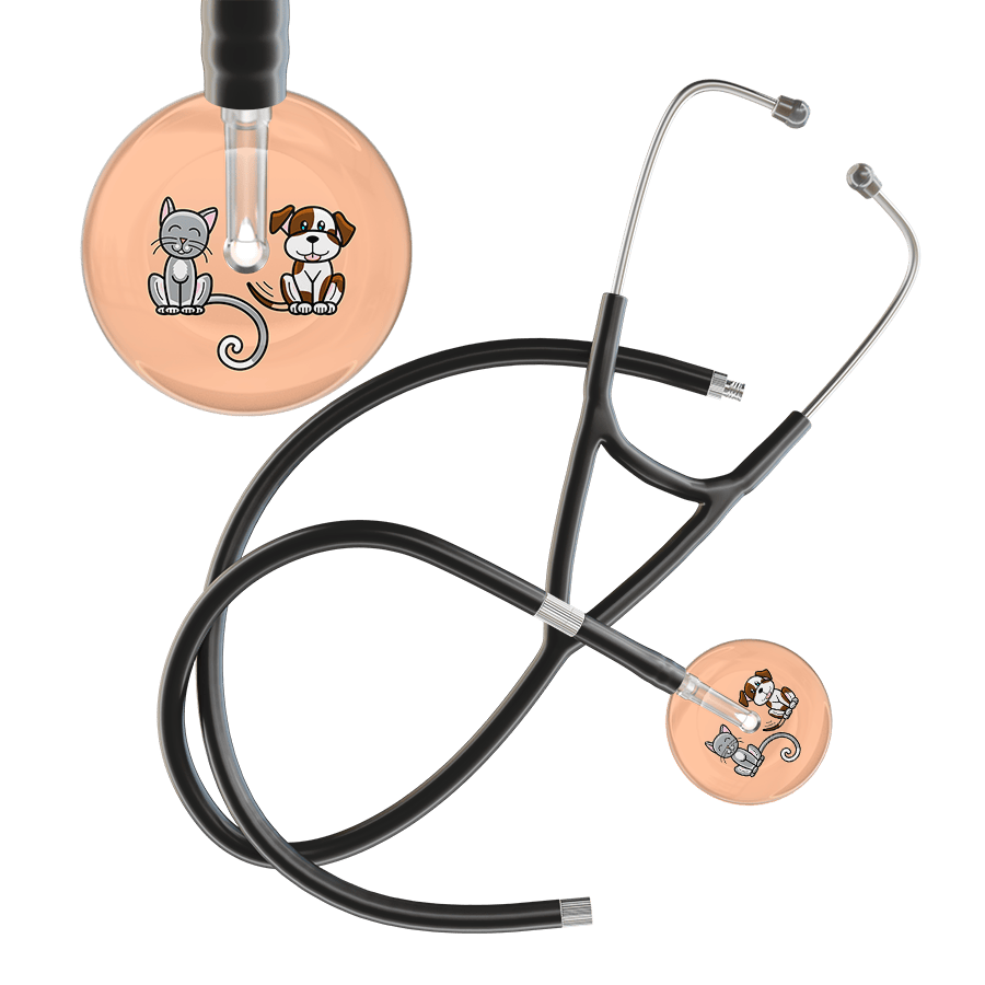 Ultrascope Single Stethoscope Cat & Dog Peach (PE) / Pediatric / Black Extended Tubing Light Cat & Dog Cardiology Stethoscope