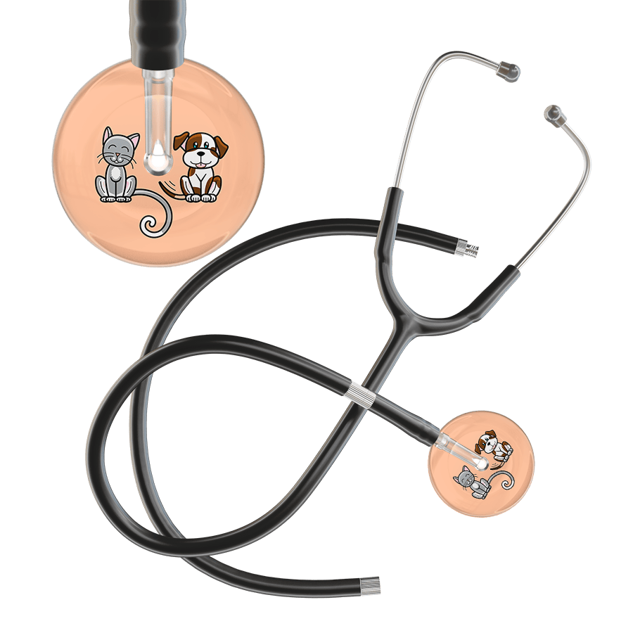 Ultrascope Single Stethoscope Cat & Dog Peach (PE) / Pediatric / Black Extended Tubing Light Cat & Dog Stethoscope
