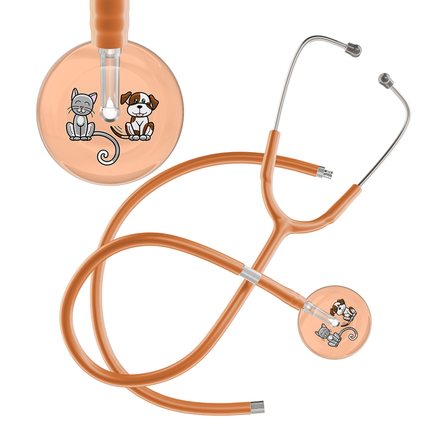 Ultrascope Single Stethoscope Cat & Dog Peach (PE) / Pediatric / Caramel Extended Tubing Light Cat & Dog Stethoscope