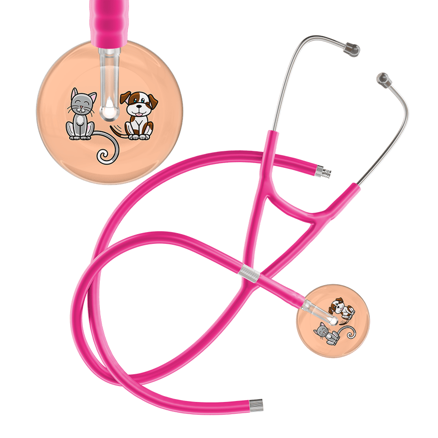 Ultrascope Single Stethoscope Cat & Dog Peach (PE) / Adult / Hot Pink Extended Tubing Light Cat & Dog Cardiology Stethoscope