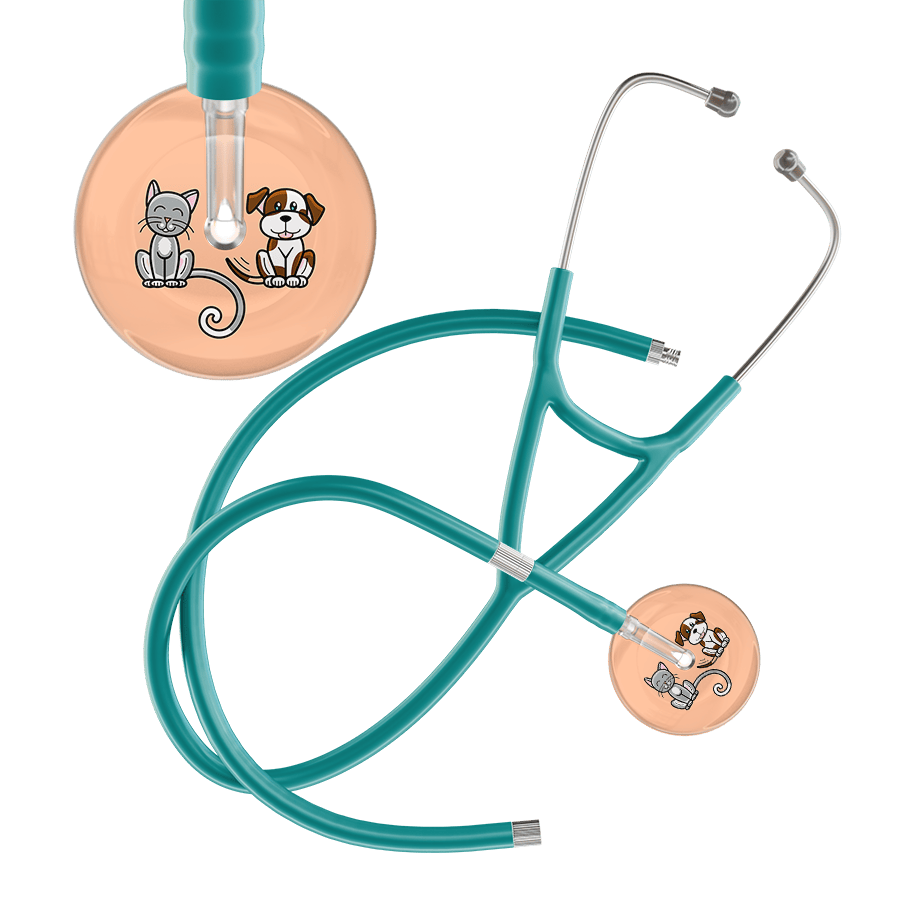 Ultrascope Single Stethoscope Cat & Dog Peach (PE) / Pediatric / Jade Extended Tubing Light Cat & Dog Cardiology Stethoscope