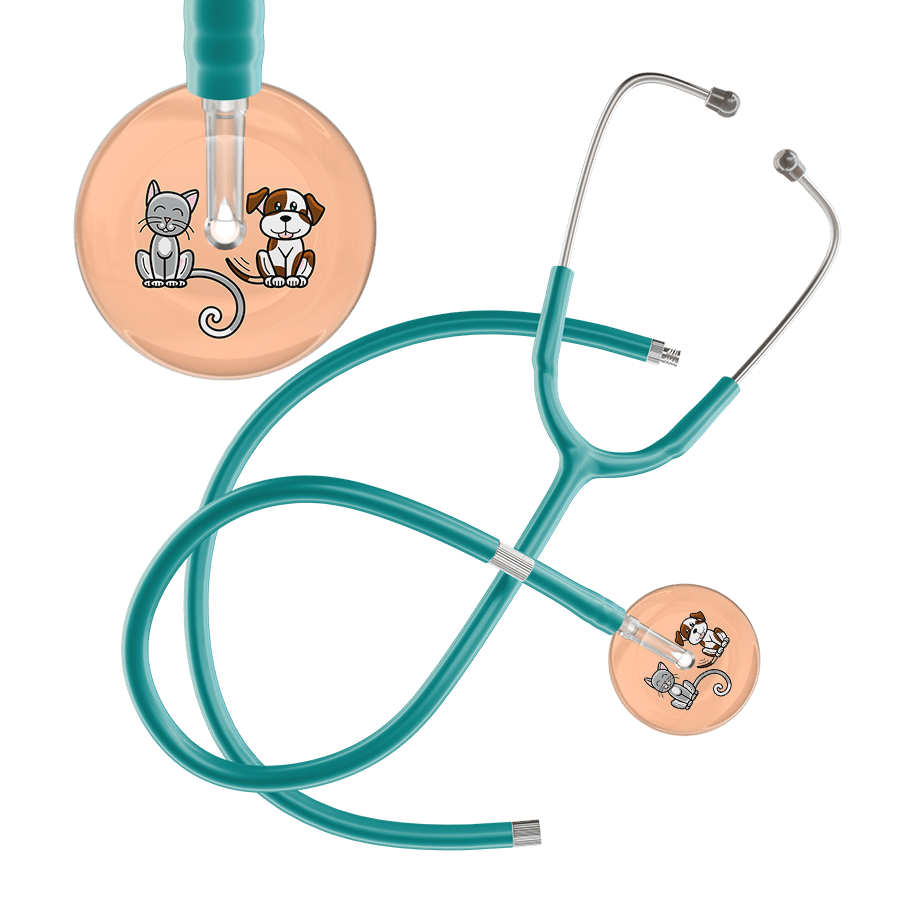 Ultrascope Single Stethoscope Cat & Dog Peach (PE) / Adult / Jade Extended Tubing Light Cat & Dog Stethoscope