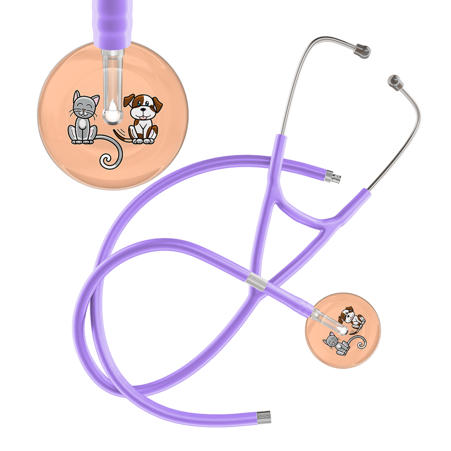 Ultrascope Single Stethoscope Cat & Dog Peach (PE) / Pediatric / Lavender Extended Tubing Light Cat & Dog Cardiology Stethoscope