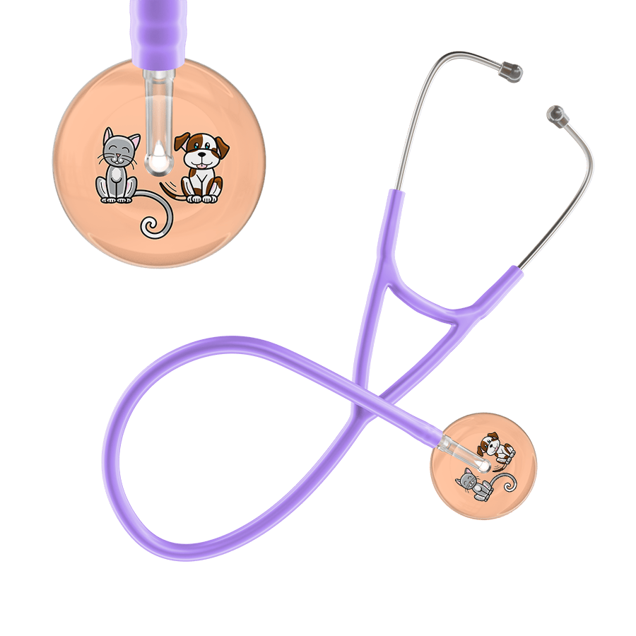 Ultrascope Single Stethoscope Cat & Dog Peach (PE) / Adult / Lavender Light Cat & Dog Cardiology Stethoscope
