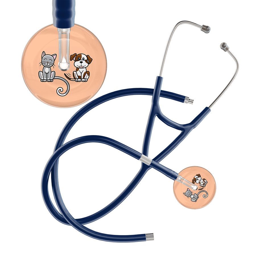 Ultrascope Single Stethoscope Cat & Dog Peach (PE) / Adult / Navy Extended Tubing Light Cat & Dog Cardiology Stethoscope