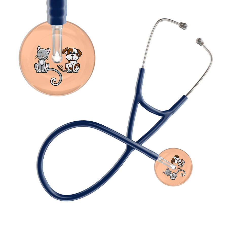 Ultrascope Single Stethoscope Cat & Dog Peach (PE) / Adult / Navy Light Cat & Dog Cardiology Stethoscope